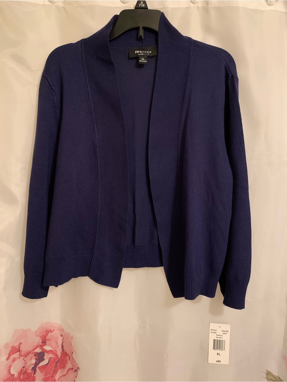 Ronni Nicole Open-Front Navy Cardigan Sweater